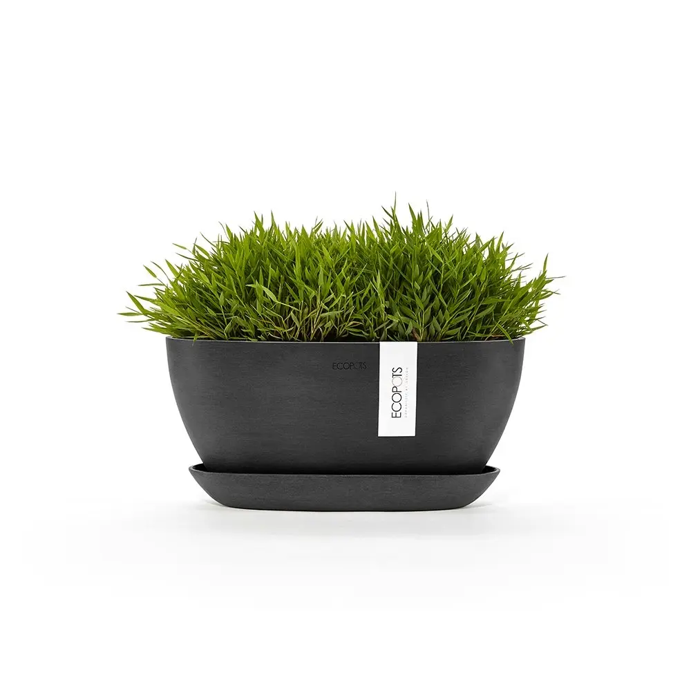 EcoPots Sofia 30x13.5cm Indoor/Outdoor Garden Plant Pot Self Watering Dark Grey