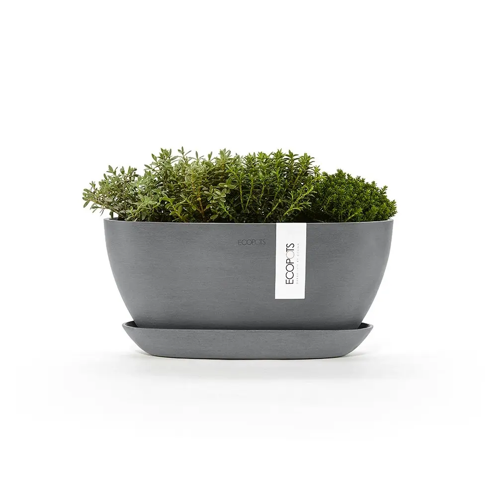 EcoPots Sofia 30x13.5cm Indoor/Outdoor Garden Plant Pot Self Watering Grey