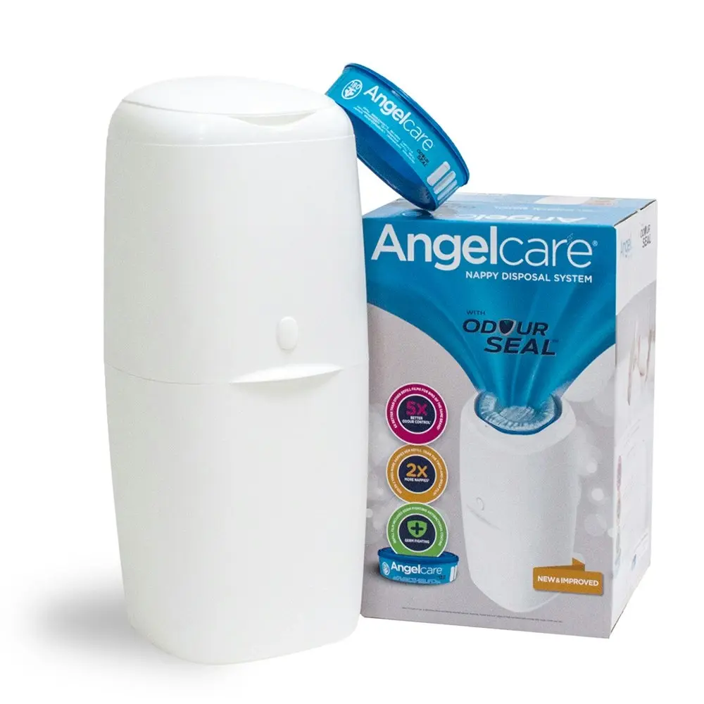 Angelcare Odour Seal Nappy Disposal System/Bin Starter w/ 1 Cassettes Refills