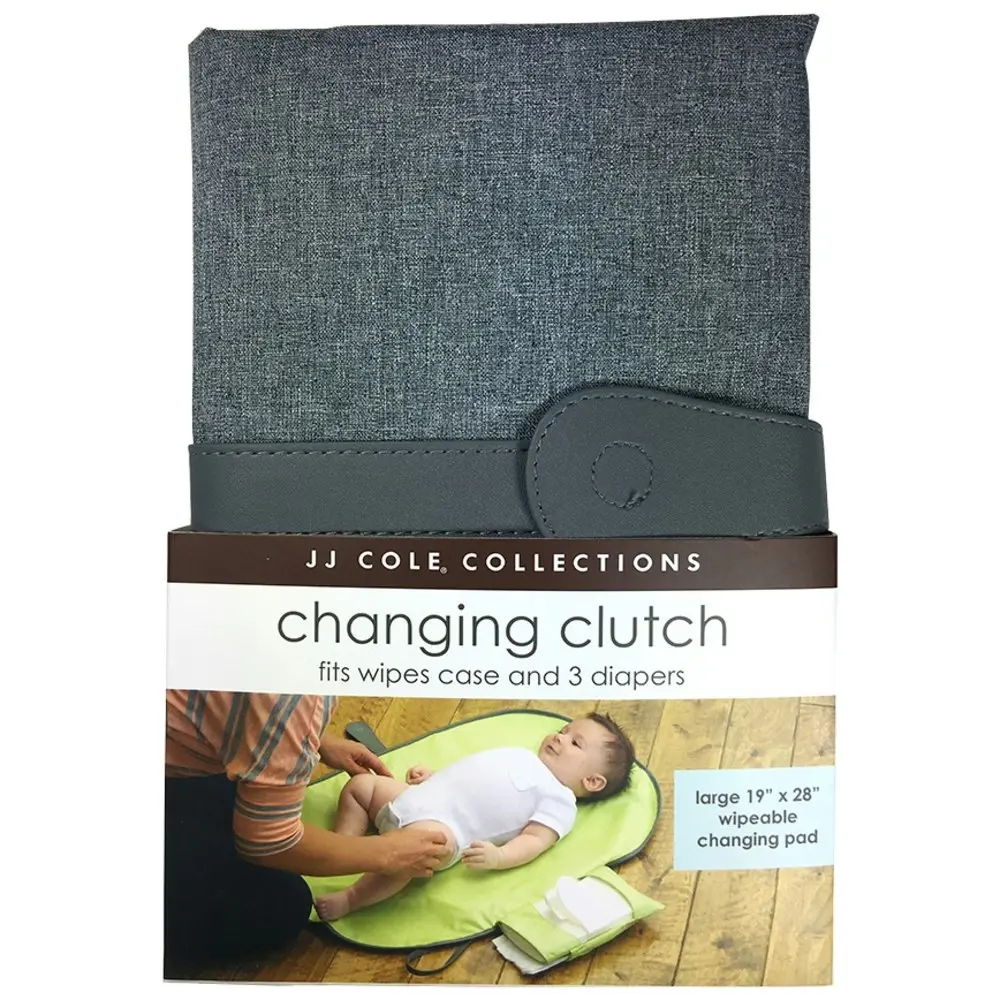 JJ Cole Baby Nappy/Diaper Changing Clutch/Mat/Foldable Handbag/Wallet/Bag Grey