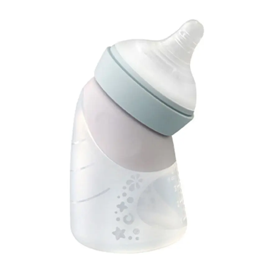 Marcus & Marcus Silicone Toddler/Children Angled Feeding Bottle/Spoon Green 6M+