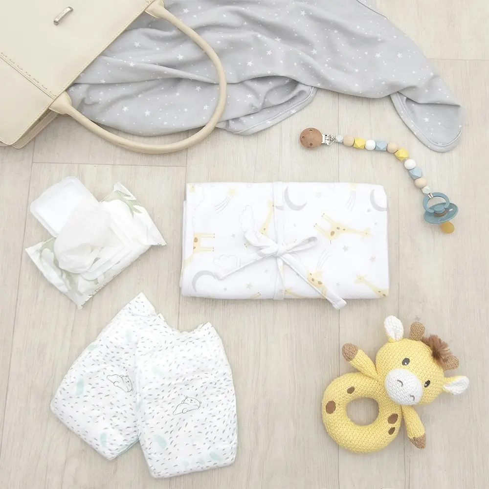 Living Textiles Baby/Newborn Waterproof Cotton Travel Change Mat Noah Giraffe