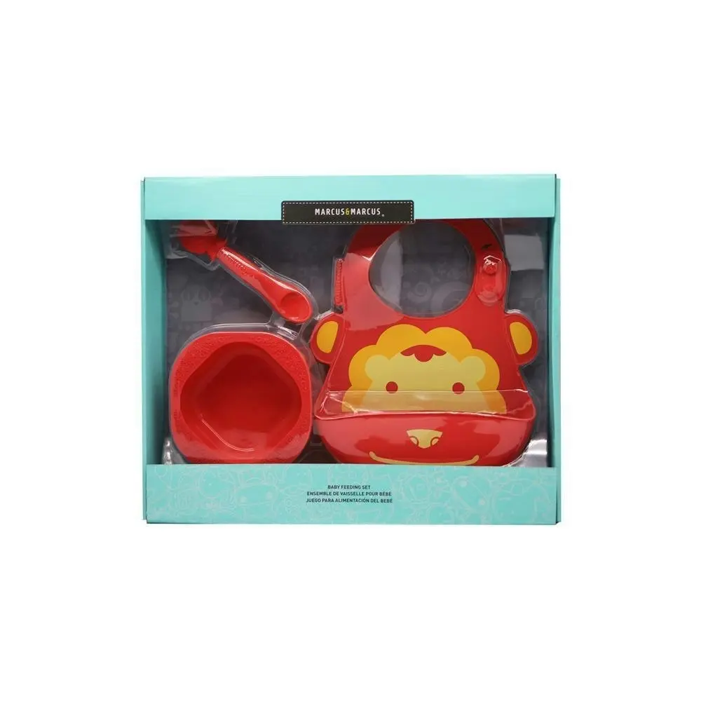 3pc Marcus & Marcus Toddler/Children's/Baby Cutlery Set Marcus Lion Red 6m+