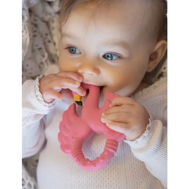 Natruba Flamingo 10.5cm Rubber Teether Sensory Teething Toy Baby/Infant 0m+ Pink