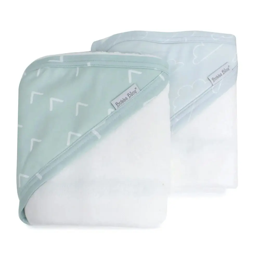 2PK Bubba Blue Bamboo 6.75x75cm Nordic Hooded Towel Baby 0-12m Dusty Sky/Mint