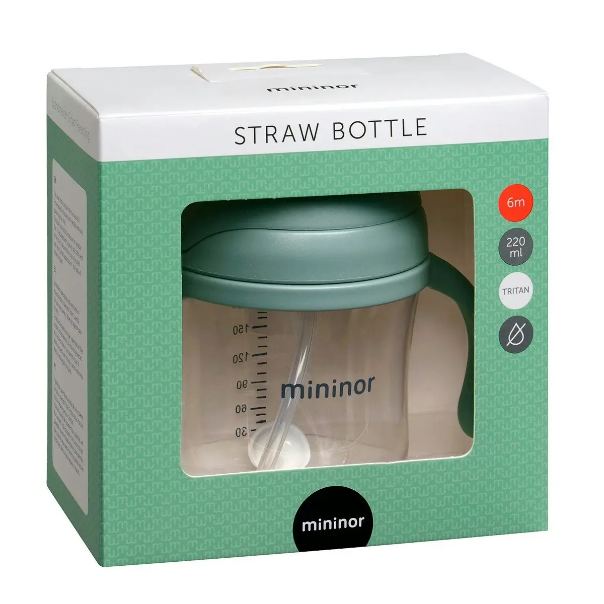 Mininor Baby/Infant 220ml Tritan Straw Bottle Water/Juice Drink Cup Willow Green