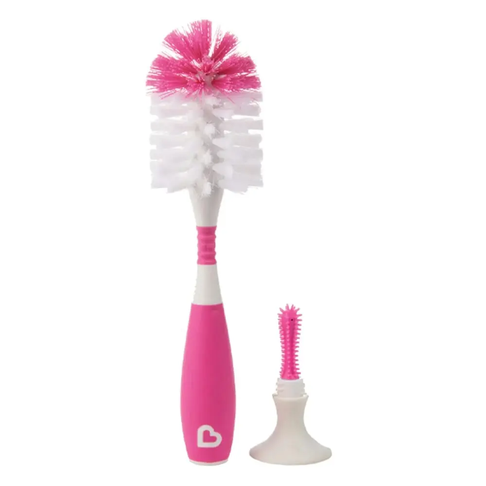 Munchkin 24cm Suction Bristle Bottle/Cup Cleaning Nylon Scrub Brush w/Stand Asst