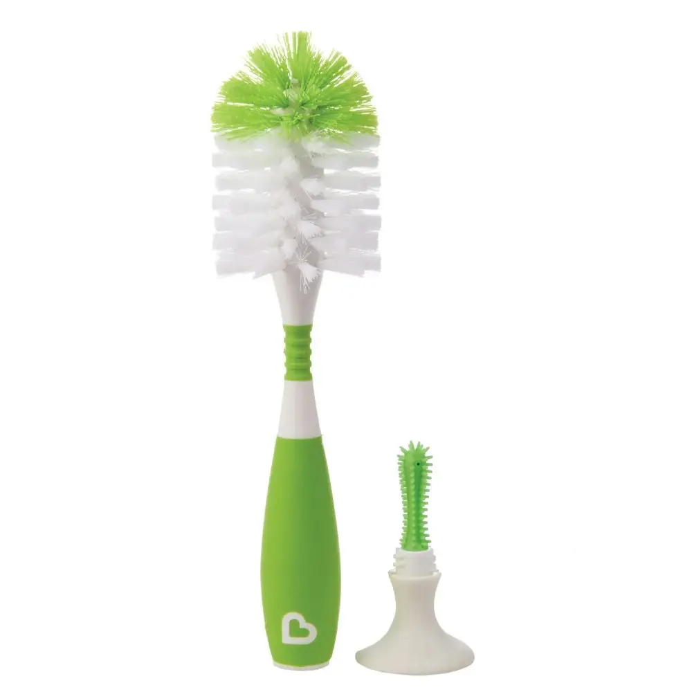 Munchkin 24cm Suction Bristle Bottle/Cup Cleaning Nylon Scrub Brush w/Stand Asst