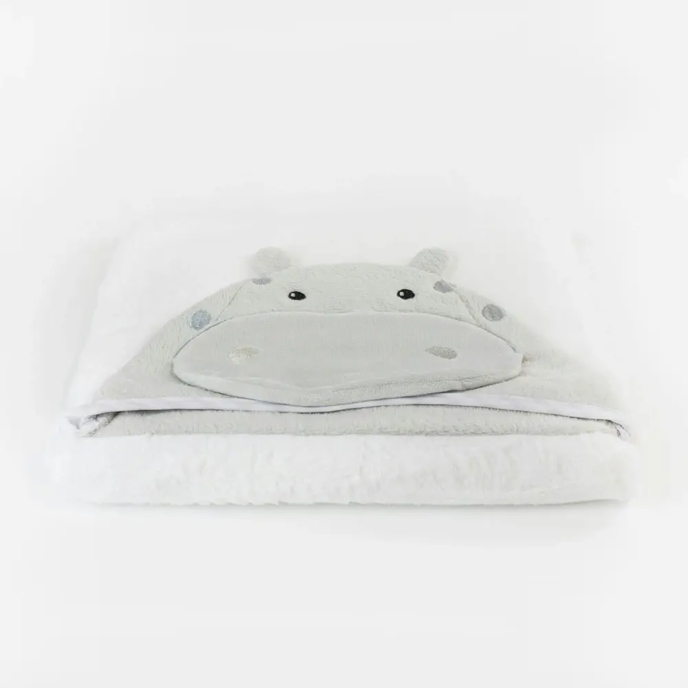 Bubba Blue Zoo Animal Hippo Hooded Baby/Newborn/Infant Plush Bath Drying Towel