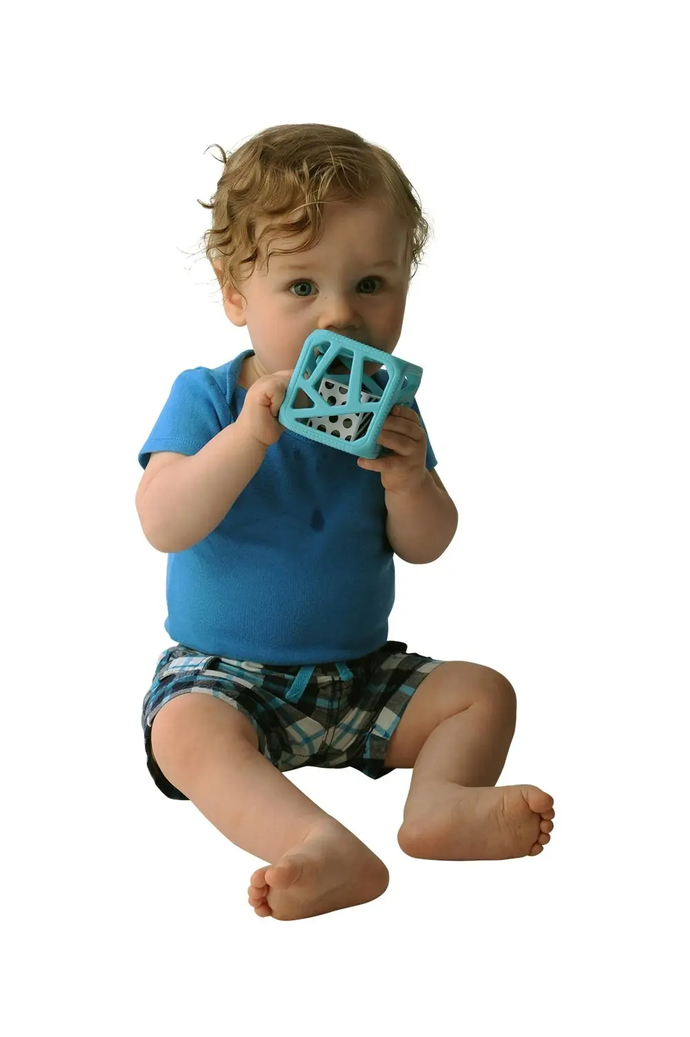 Malarkey Kids Soft Chewing Cube Baby/Infant 3m+ Sensory Rattle/Teether Toy Blue