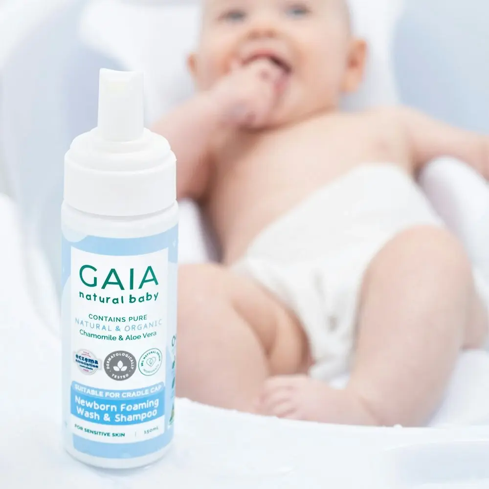 Gaia 150ml Natural Baby New Born Foaming Shampoo & Wash 0m+ Soap Free/Organic