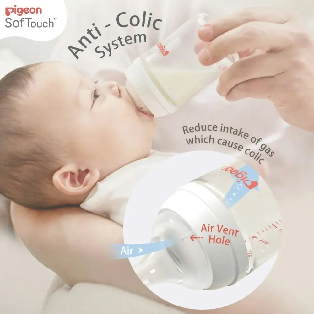 2pc PIGEON SofTouch III Peristaltic Plus Baby Bottle Teat L Infant/Toddler 6m+