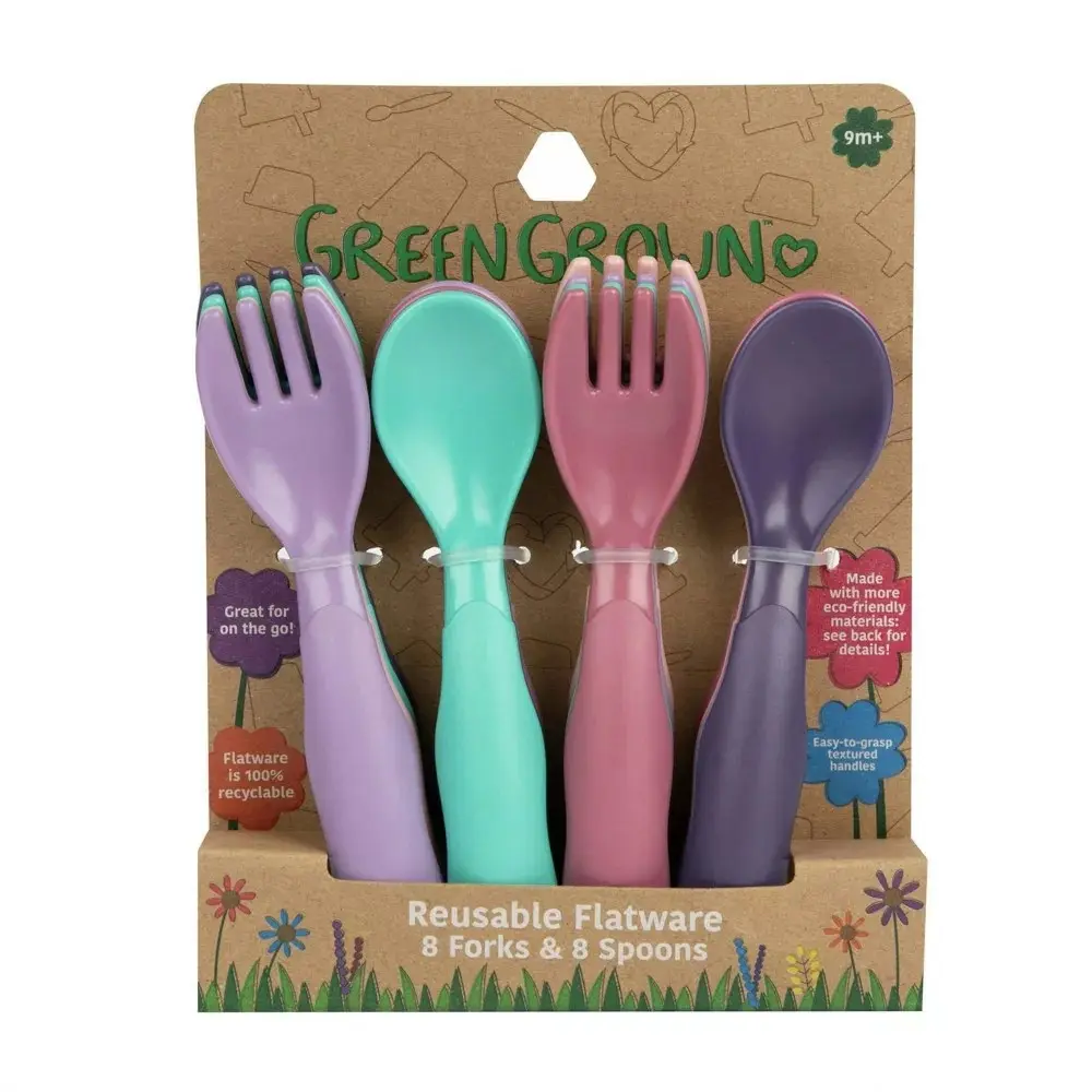 32pc Green Grown Reusable Flatware Fork & Spoon Toddler/Baby Set 9m+ Assorted