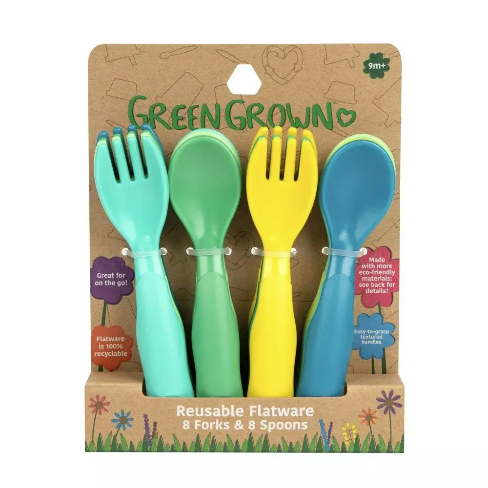 32pc Green Grown Reusable Flatware Fork & Spoon Toddler/Baby Set 9m+ Assorted