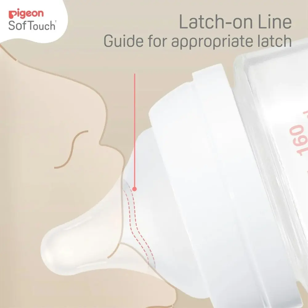 PIGEON Softouch lll Glass Drinking/Feeding Bottle Anti-Colic 240ml Baby 3m+