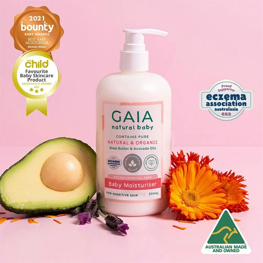 Gaia 500ml Natural Baby Dry/Flaky/Rough Skin Moisturiser Face/Body 0m+ Organic