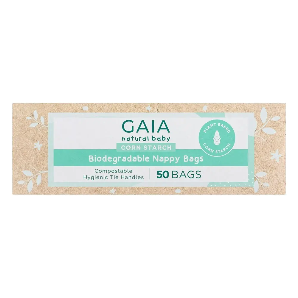 50pc Gaia 22x16cm Biodegradable Nappy Bags w/ Easy Tie Handles Baby/Infant