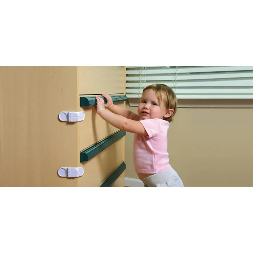 4pc dreambaby Drawer/Cabinet Baby/Childrens Safety Angle Latches/Lock White 10cm