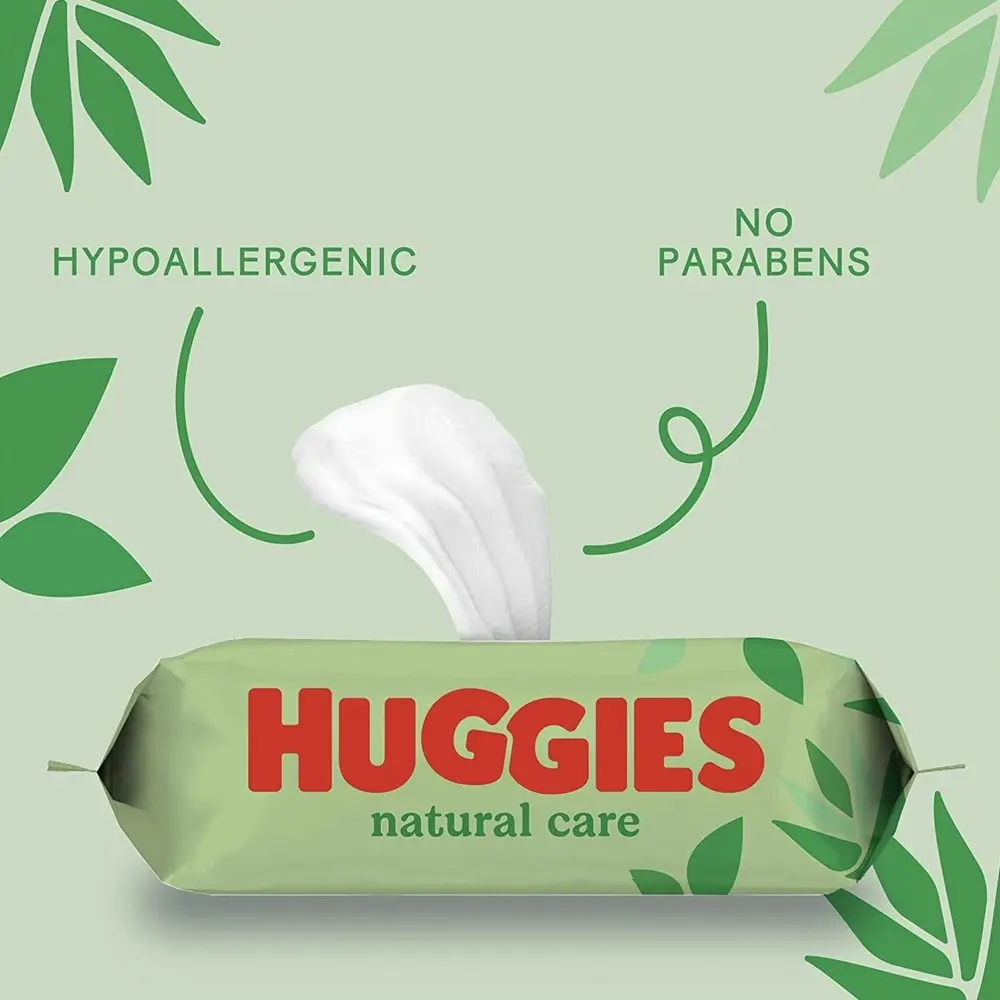 56pc Huggies Natural Care/Fibres With Aloe Vera Resealable Soothing Baby Wipes