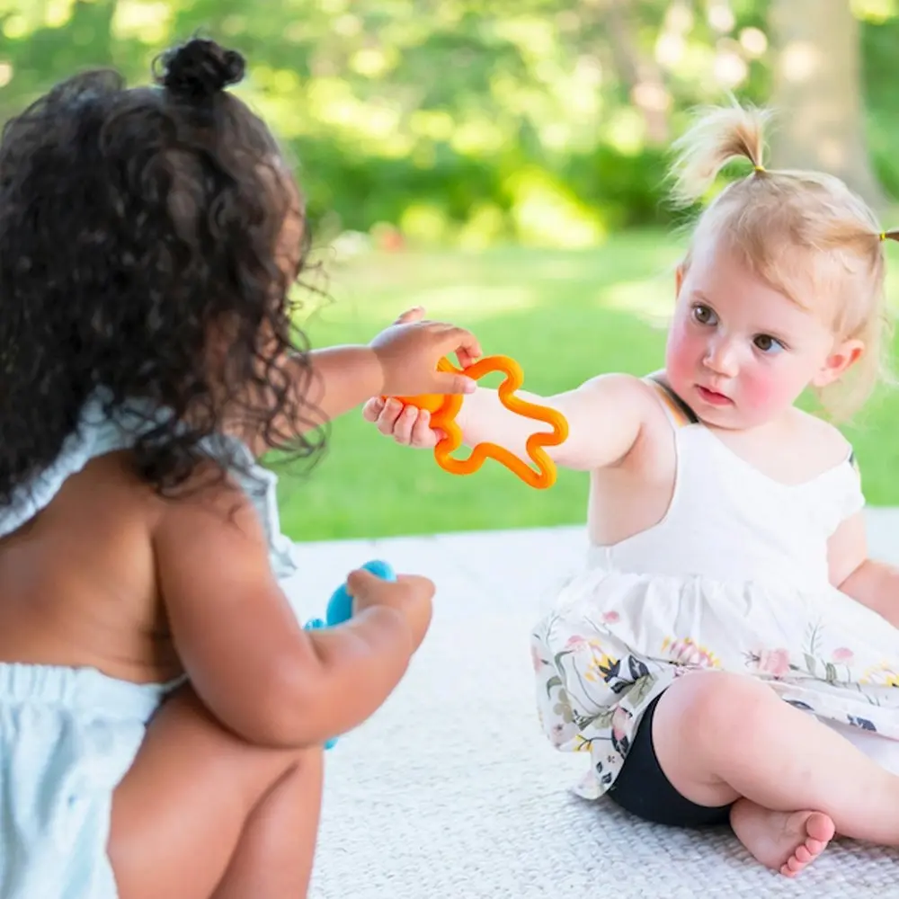 Fat Brain Toy Co. Lil Dimpl Kids Silicone Teether Toy Orange 14cm BPA-Free 0m+