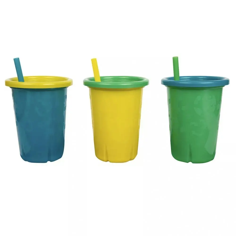 3pc Green Grown 10oz/296ml Straw Sippy/Drinking Cups Kids Set 18m+ Assorted