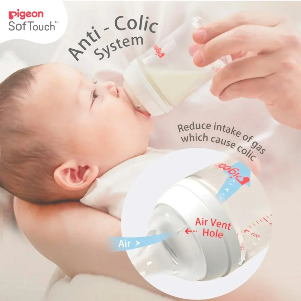 2pc PIGEON SofTouch Anti-Colic Baby/Newborn Feeding Milk Bottle PPSU 160ml 0m+