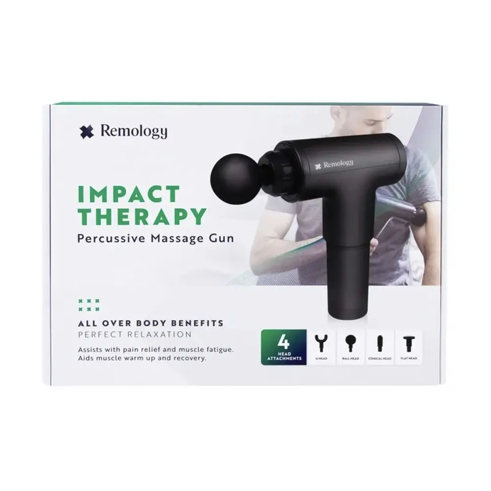 Remology Impact Therapy Vibration Percussion Massage Gun w/4 Heads Attachments