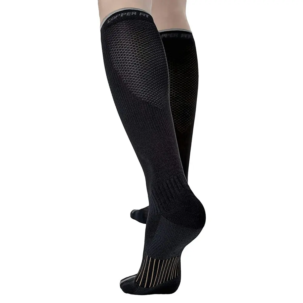 Copper Fit Easy On/Off Energy Travel Compression Socks S/M Unisex Nylon Black