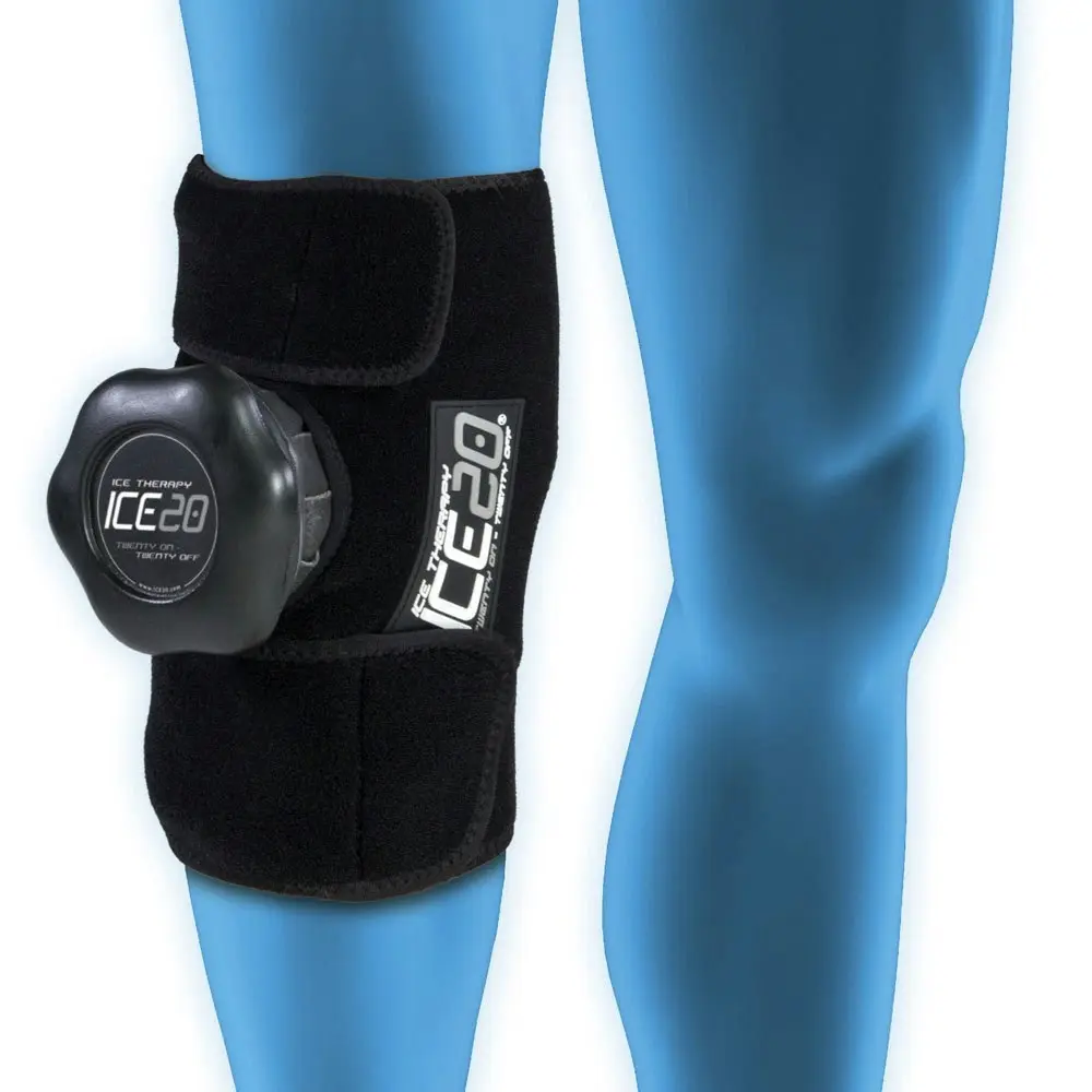 Ice20 Ice Therapy 24cm Compression Knee Wrap Sports Brace Support w/ Ice Bag XL