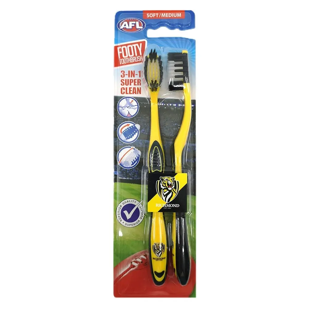 6pc AFL Soft/Medium Toothbrush Oral Care Richmond Tigers Kids/Adults 6y+