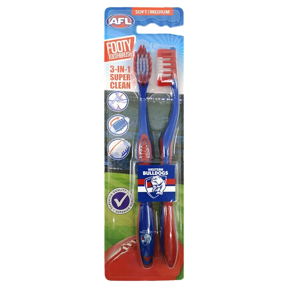 6pc AFL Soft/Medium Toothbrush Oral Care Western Bulldogs Kids/Adults 6y+