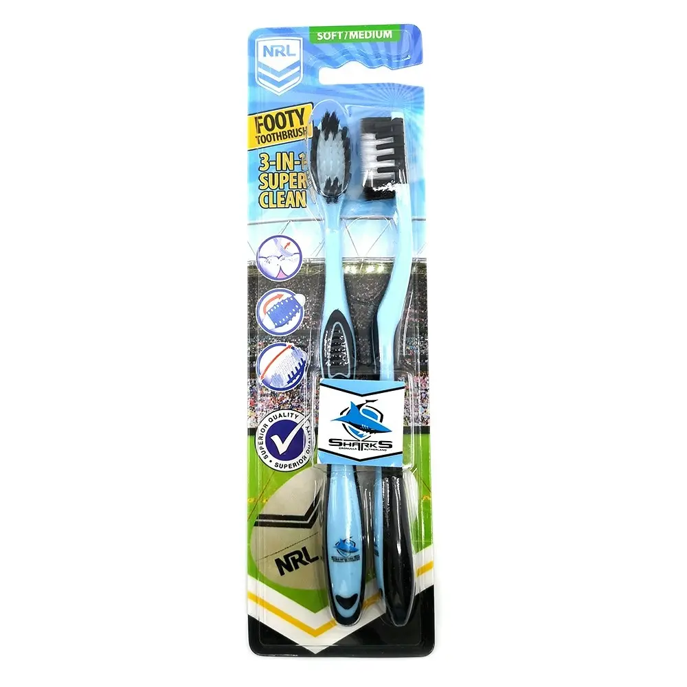 6pc NRL Cronulla Sharks Soft/Medium Toothbrush Kids/Adults Oral Care 6y+