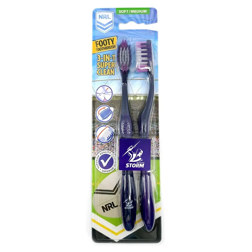 6pc NRL Melbourne Storm Soft/Medium Toothbrush Kids/Adults Oral Care 6y+