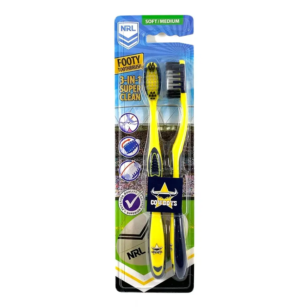 6pc NRL North Queensland Cowboys Soft/Medium Bristles Toothbrush Kids 6y+