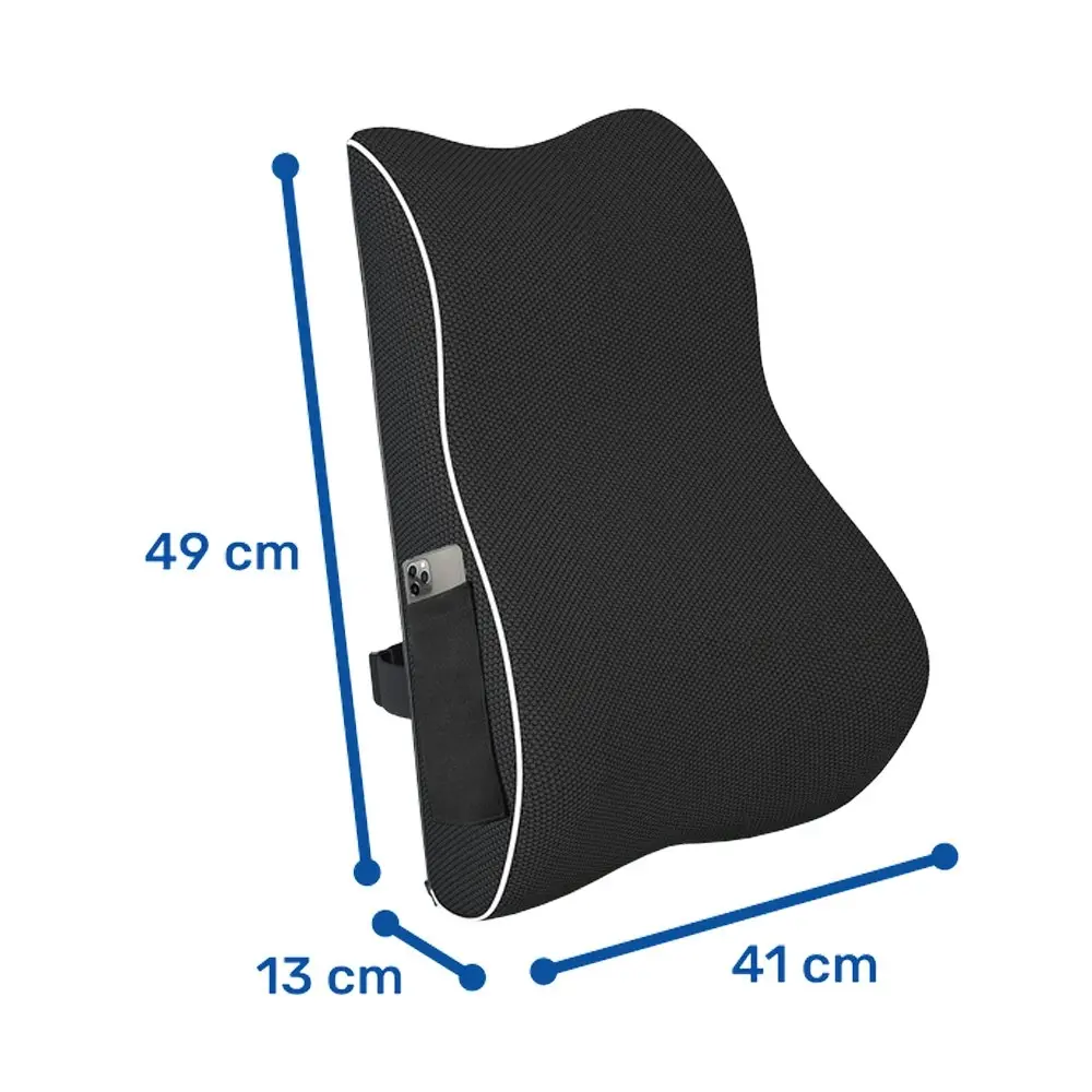 Vistara Memory Foam Adjustable Lumbar Support Anti Slip Cushion 41x45cm Black