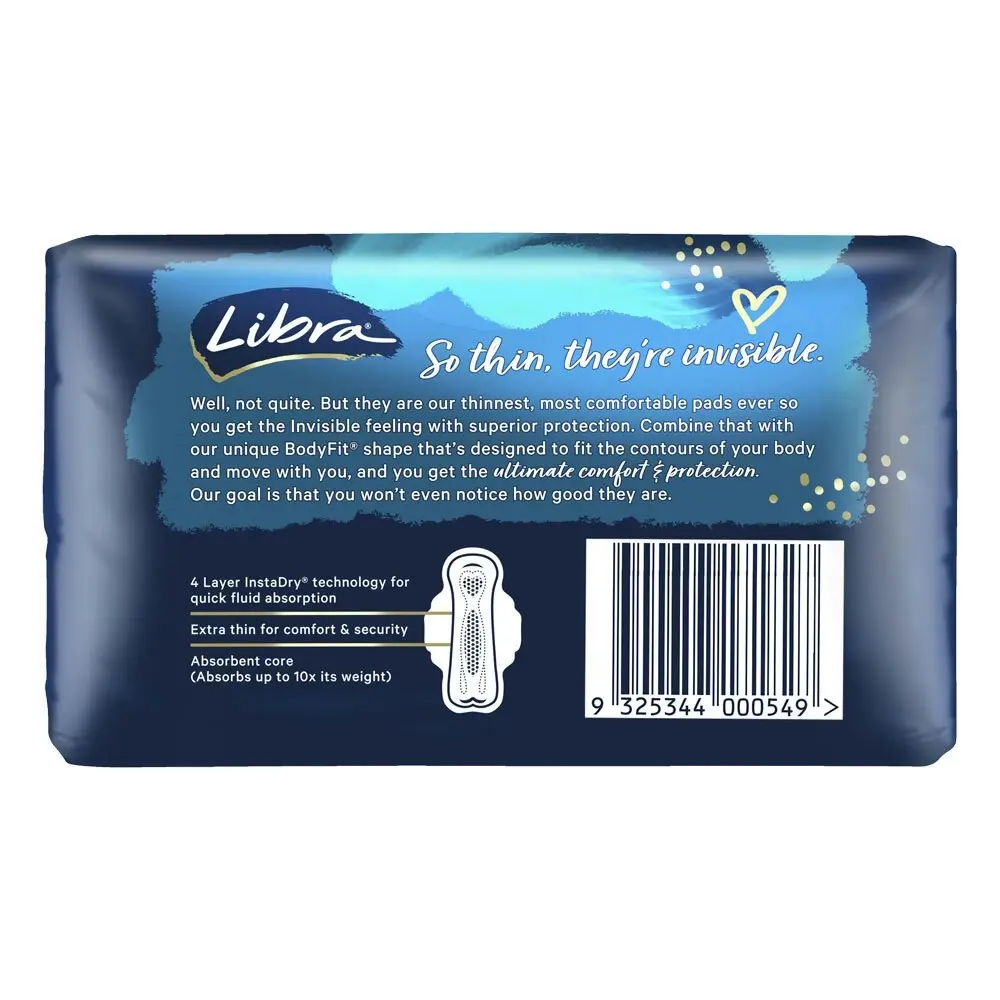 120pc Libra Premium Sanitary Period Pads Invisible Regular Coverage With Wings