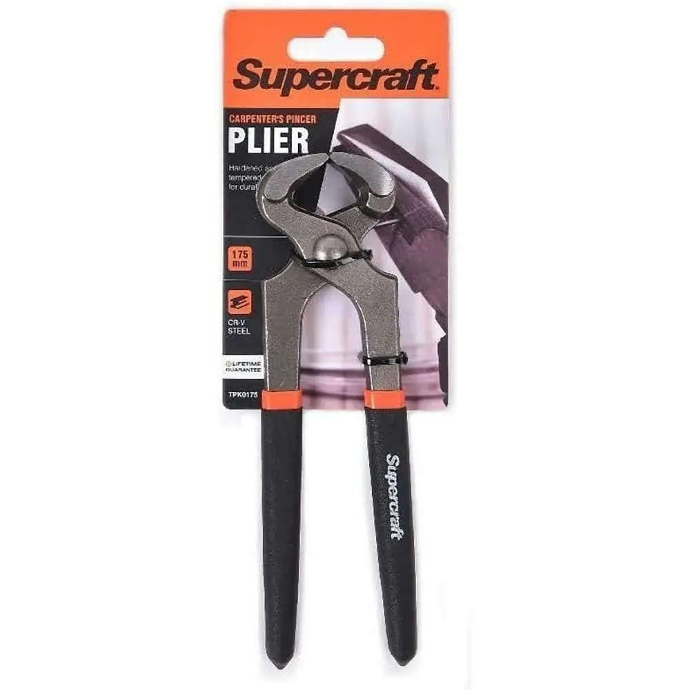 2x Supercraft Carpenters Pincer Cr-V Steel Pliers 175mm w/ Vinyl Wrap Handles