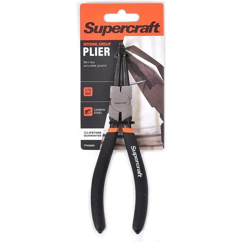 2x Supercraft Internal Circlip Bent Nose Pliers Carbon Steel w/Vinyl Grip 175mm