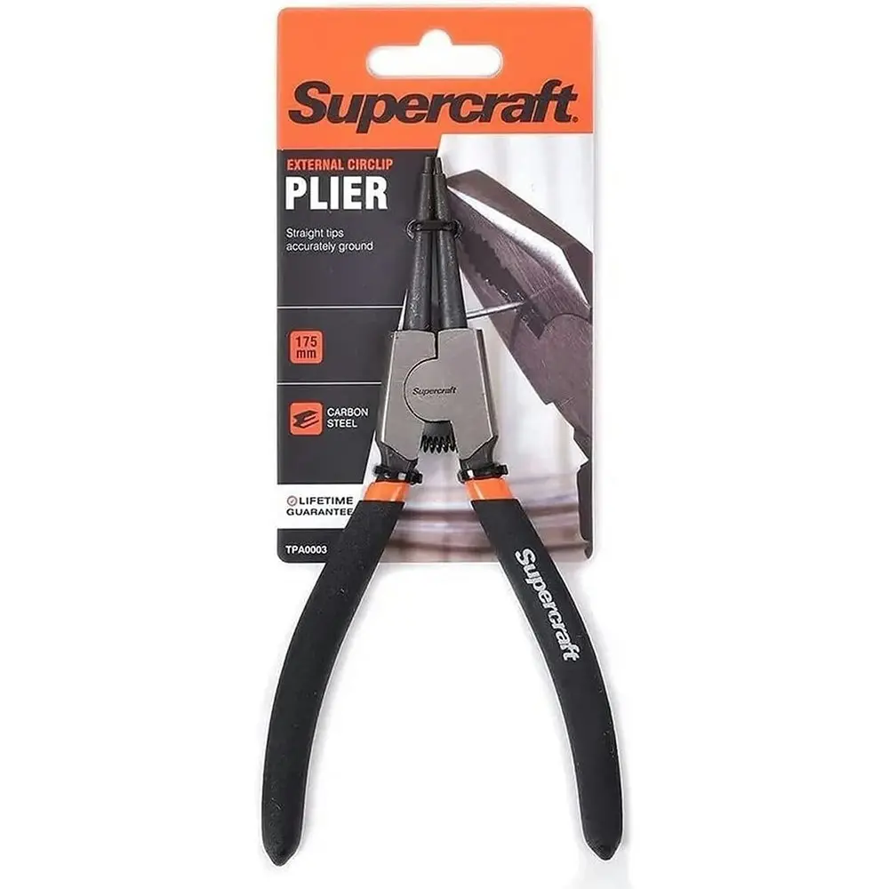 2x Supercraft External Circlip Straight Pliers Carbon Steel w/Vinyl Grip 175mm