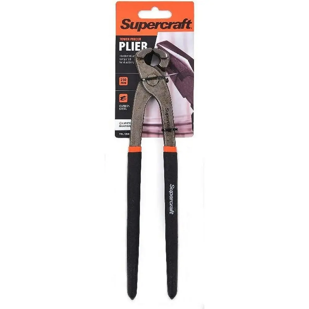 2x Supercraft Tower Pincer Carbon Steel Pliers 250mm With Soft Grip Handles