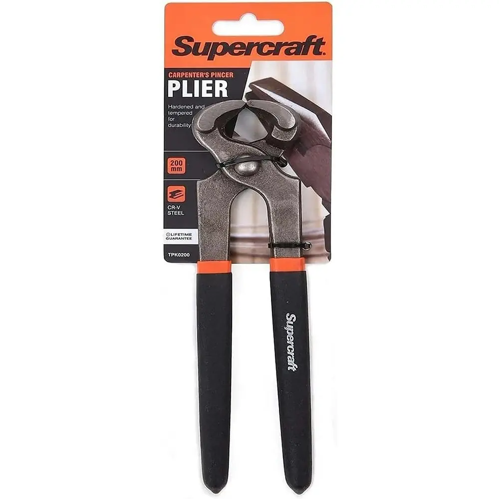 2x Supercraft Carpenters Pincer Nose Cr-V Steel Pliers 200mm w/ Vinyl Wrap