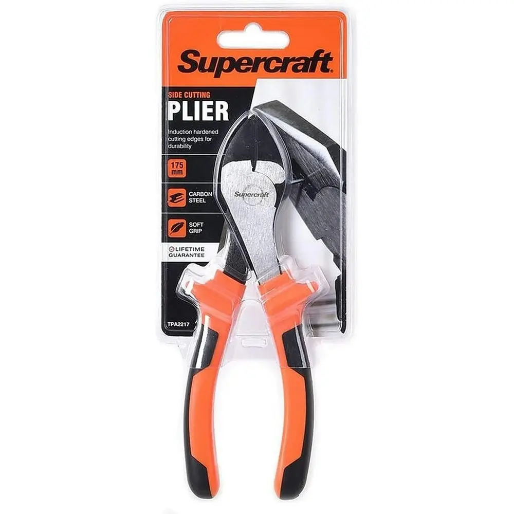 2x Supercraft Side Cutting Nose Pliers Carbon Steel 175mm With Soft Grip Handles