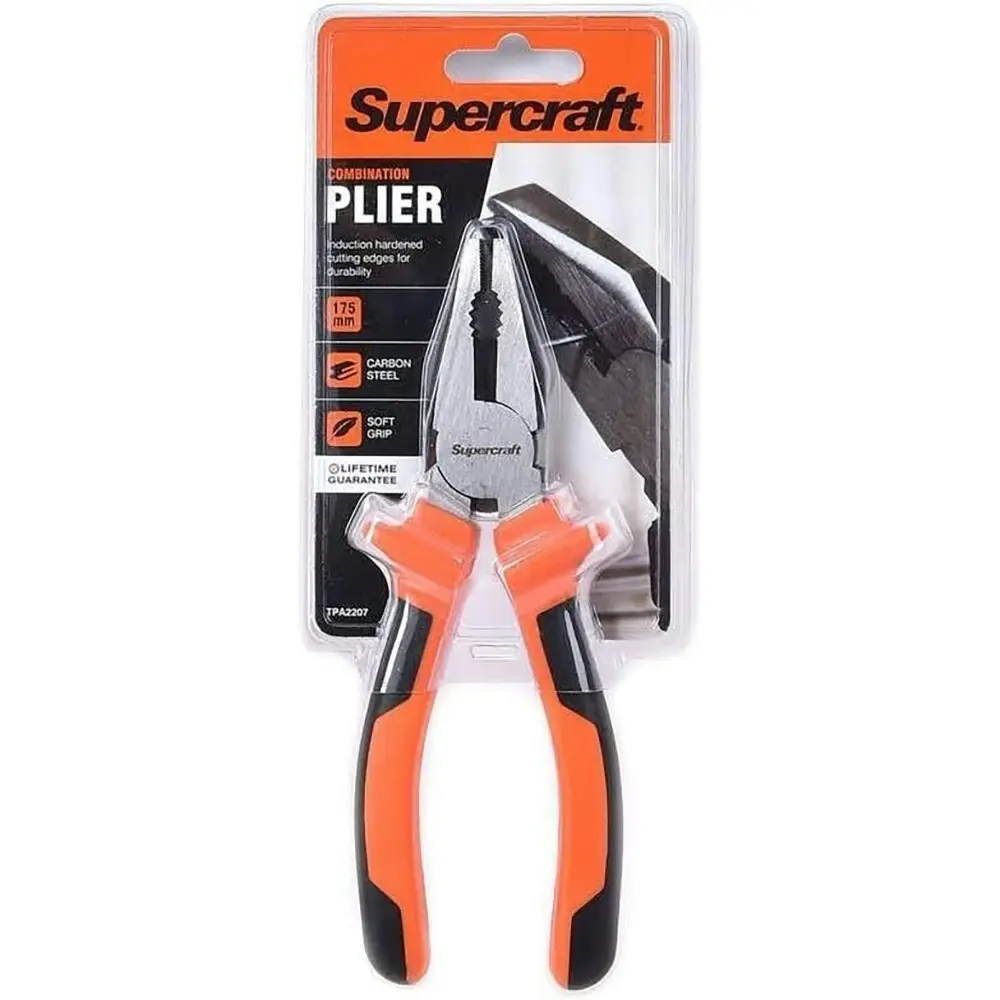 2x Supercraft Combination Stub Nose Soft Grip Handle Carbon Steel Pliers 175mm