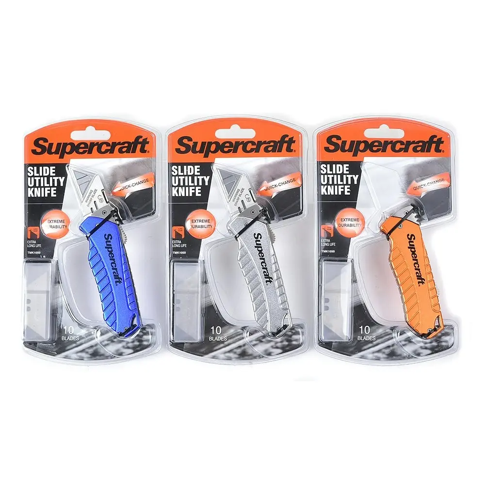 Supercraft Turbo Multipurpose Utility Knife/Box Cutter With 10 Blades Assorted