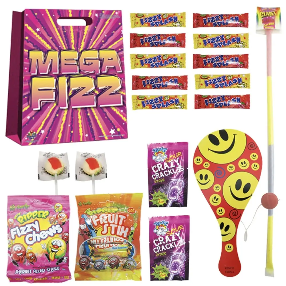 Mega Fizz Kids Sour Candy/Lolly Fruit Flavour Snack Hard Sweets Lollipop Showbag