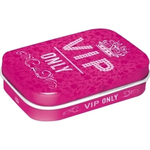 2x Nostalgic Art 6cm Metal Tin Mint Box VIP Only Fresh Breath Candy Mints Pink