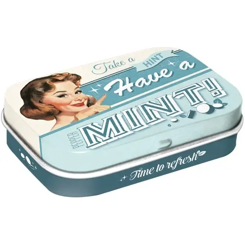 2x Nostalgic Art 6cm Metal Tin Mint Box Have A Mint Fresh Breath Hard Candy Mint