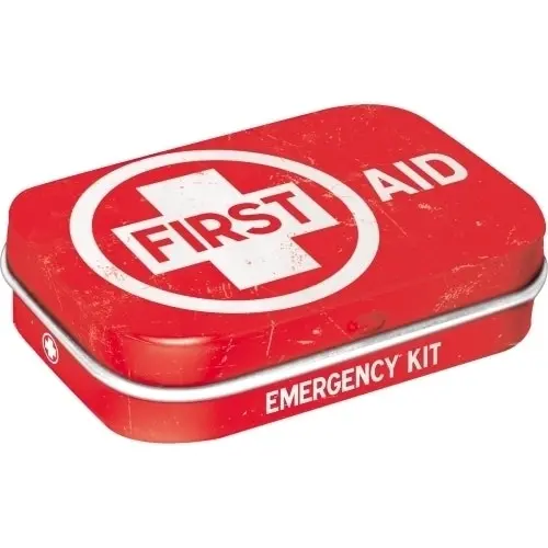 2x Nostalgic Art 6cm Metal Tin Mint Box First Aid Red Fresh Breath Candy Mints