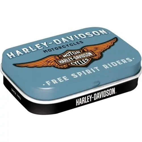 2x Nostalgic Art 6cm Mint Tin Box Harley-Davidson Logo Blue Fresh Breath Candy