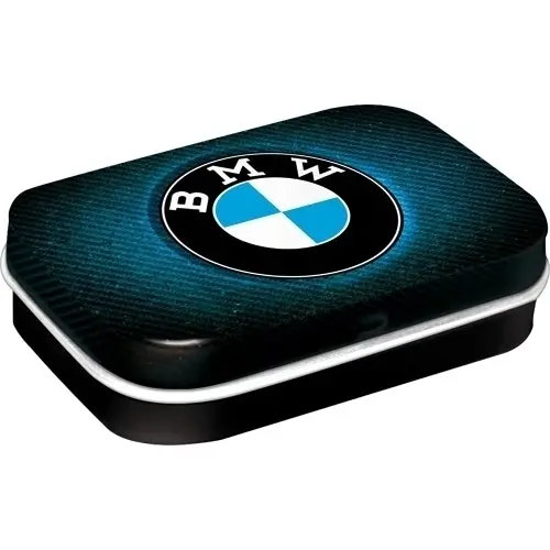 2x Nostalgic Art 6cm Metal Tin Mint Box BMW Logo Blue Shine Fresh Breath Candy